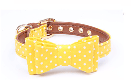 Polka Dot Pet Fashion Set: Triangle Scarf Collar, Bowknot Collar, And Leash