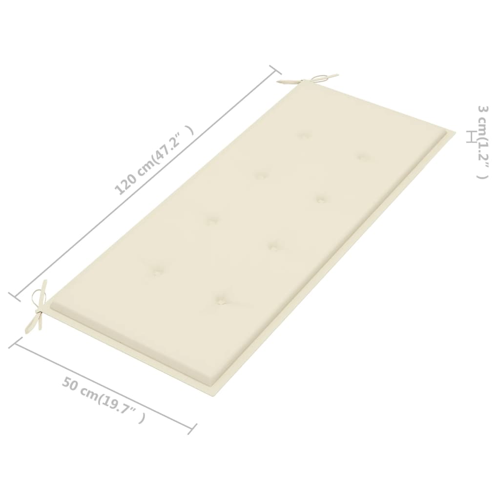 NNEVL Garden Bench Cushion Cream 120x50x3 cm
