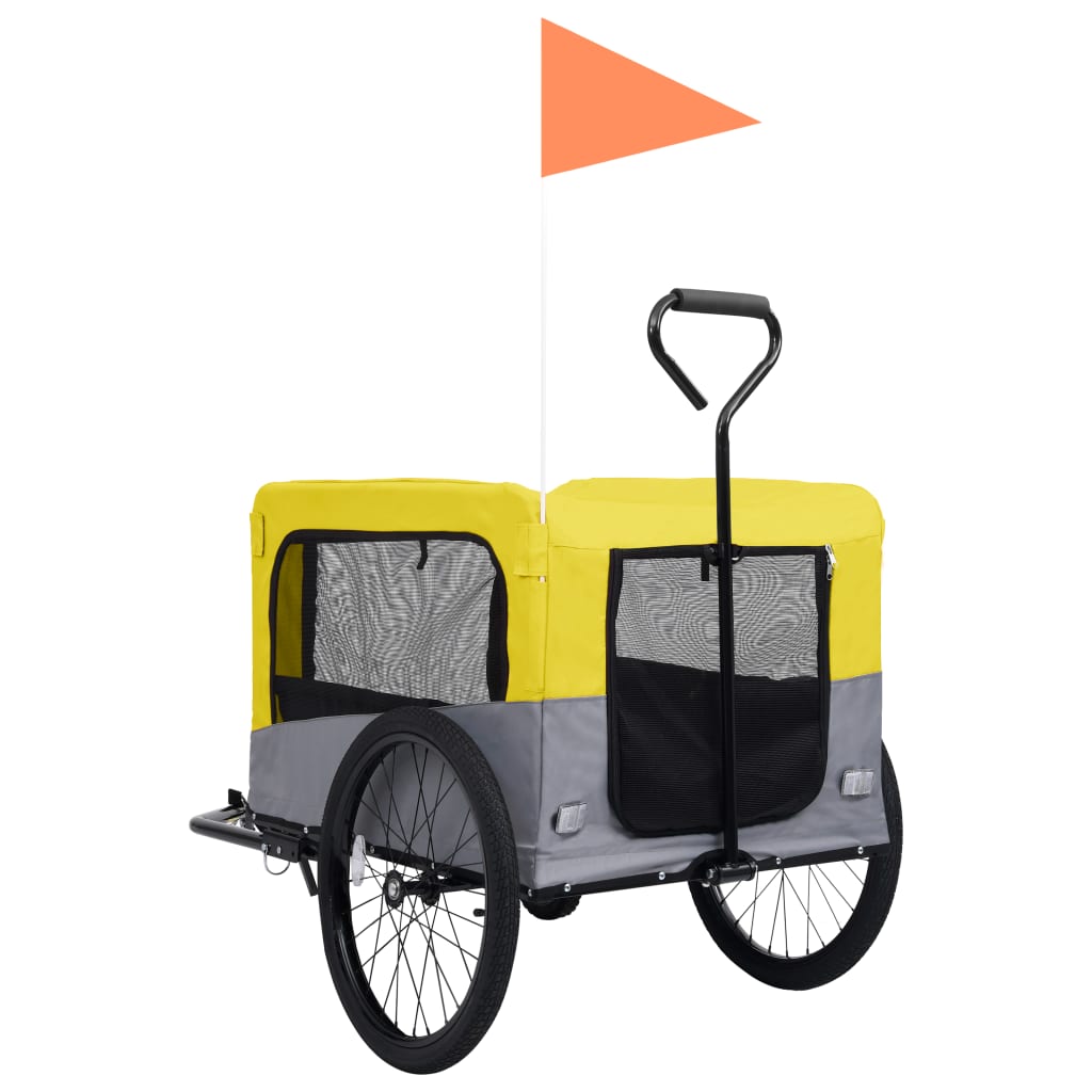 NNEVL 2-in-1 Pet Bike Trailer and Jogging Stroller Yellow and Grey