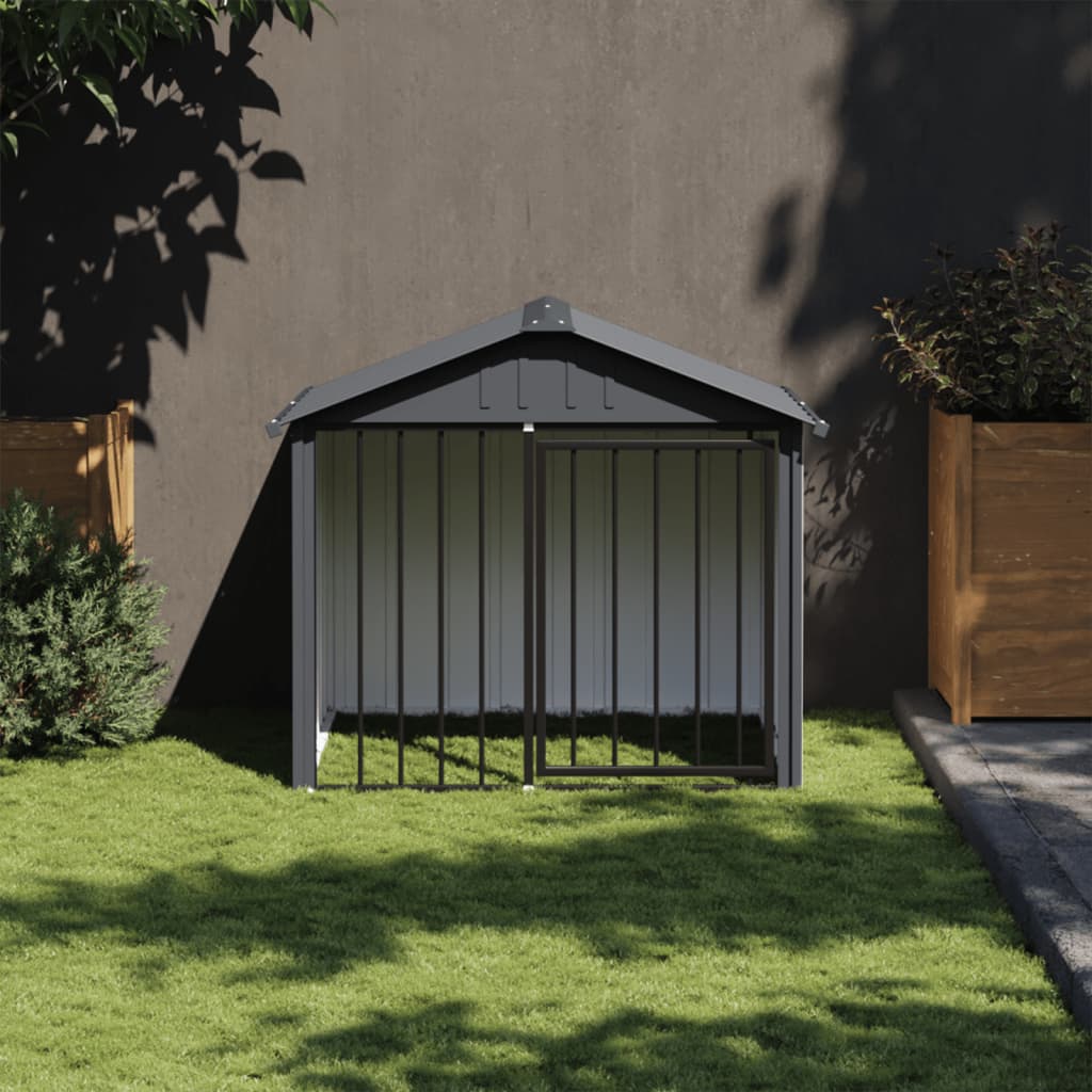 NNEVL Dog House with Roof Black 117x103x102 cm Galvanised Steel