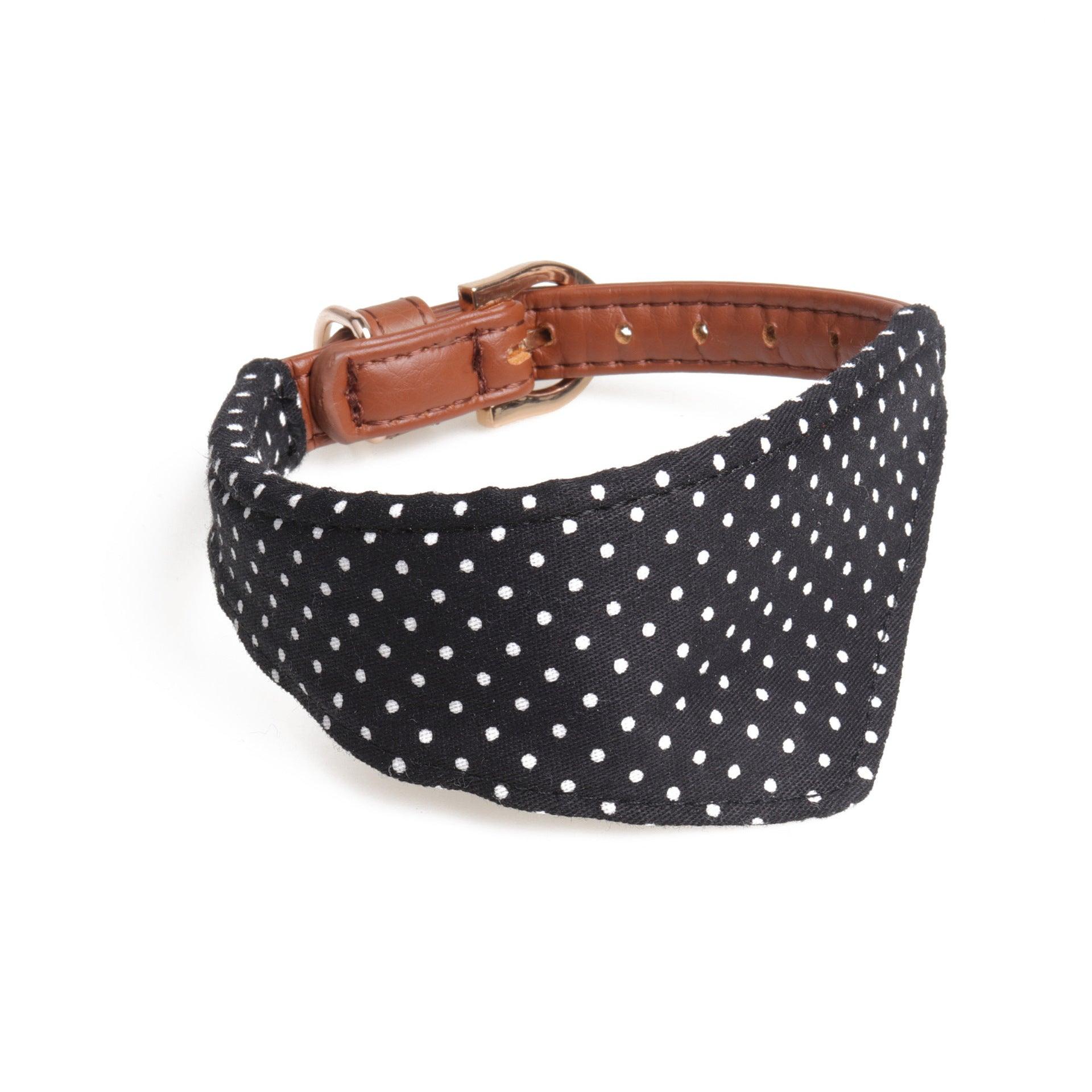 Polka Dot Pet Fashion Set: Triangle Scarf Collar, Bowknot Collar, And Leash