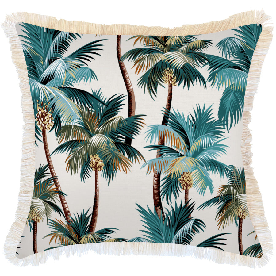 NNEDSZ Cushion Cover-Coastal Fringe Natural-Palm Trees Natural-60cm x 60cm
