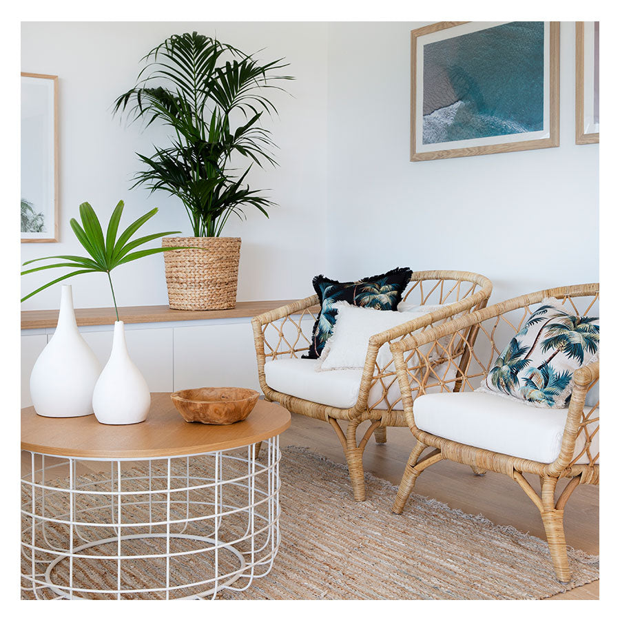 NNEDSZ Cushion Cover-Coastal Fringe Natural-Palm Trees Natural-60cm x 60cm