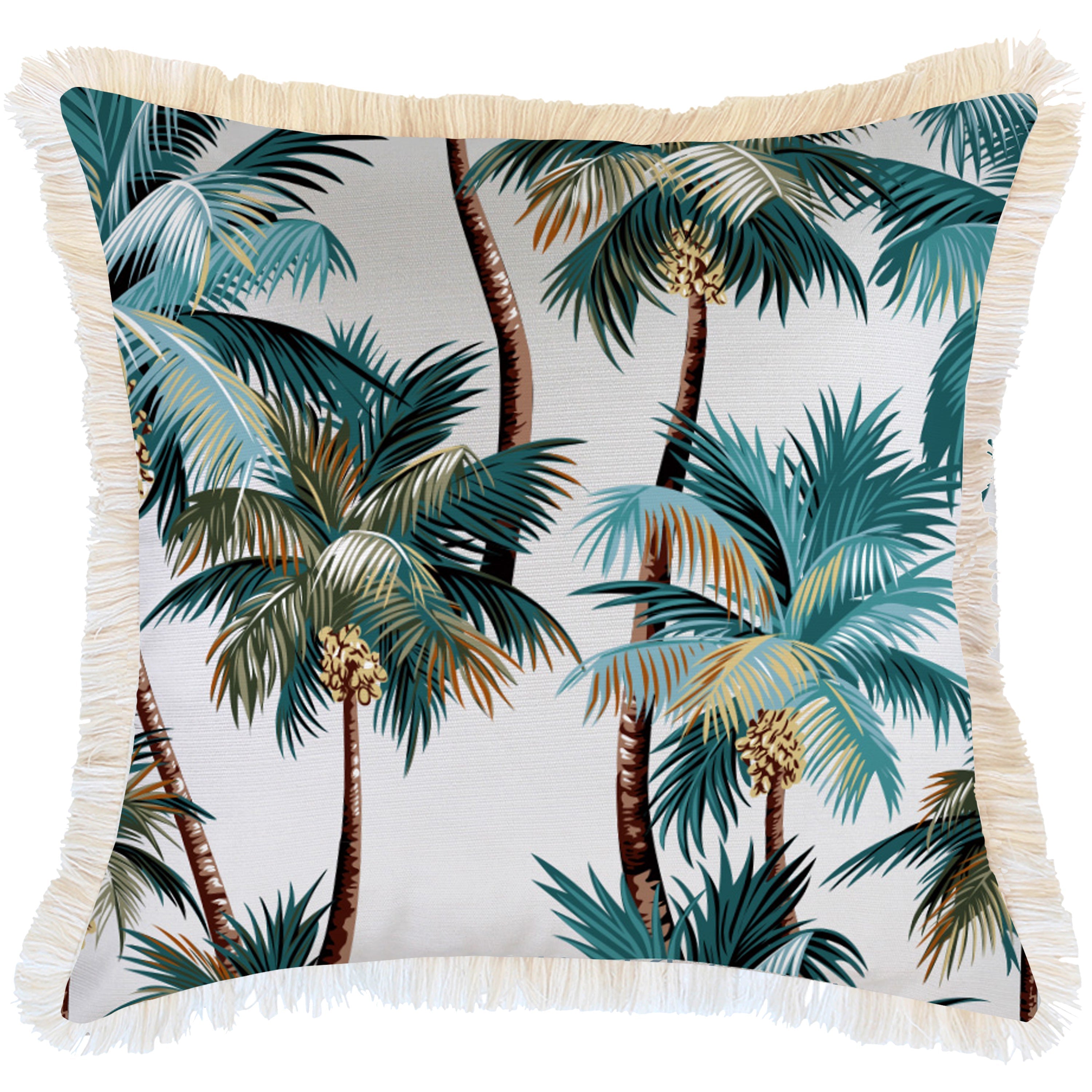 NNEDSZ Cushion Cover-Coastal Fringe Natural-Palm Trees White-60cm x 60cm