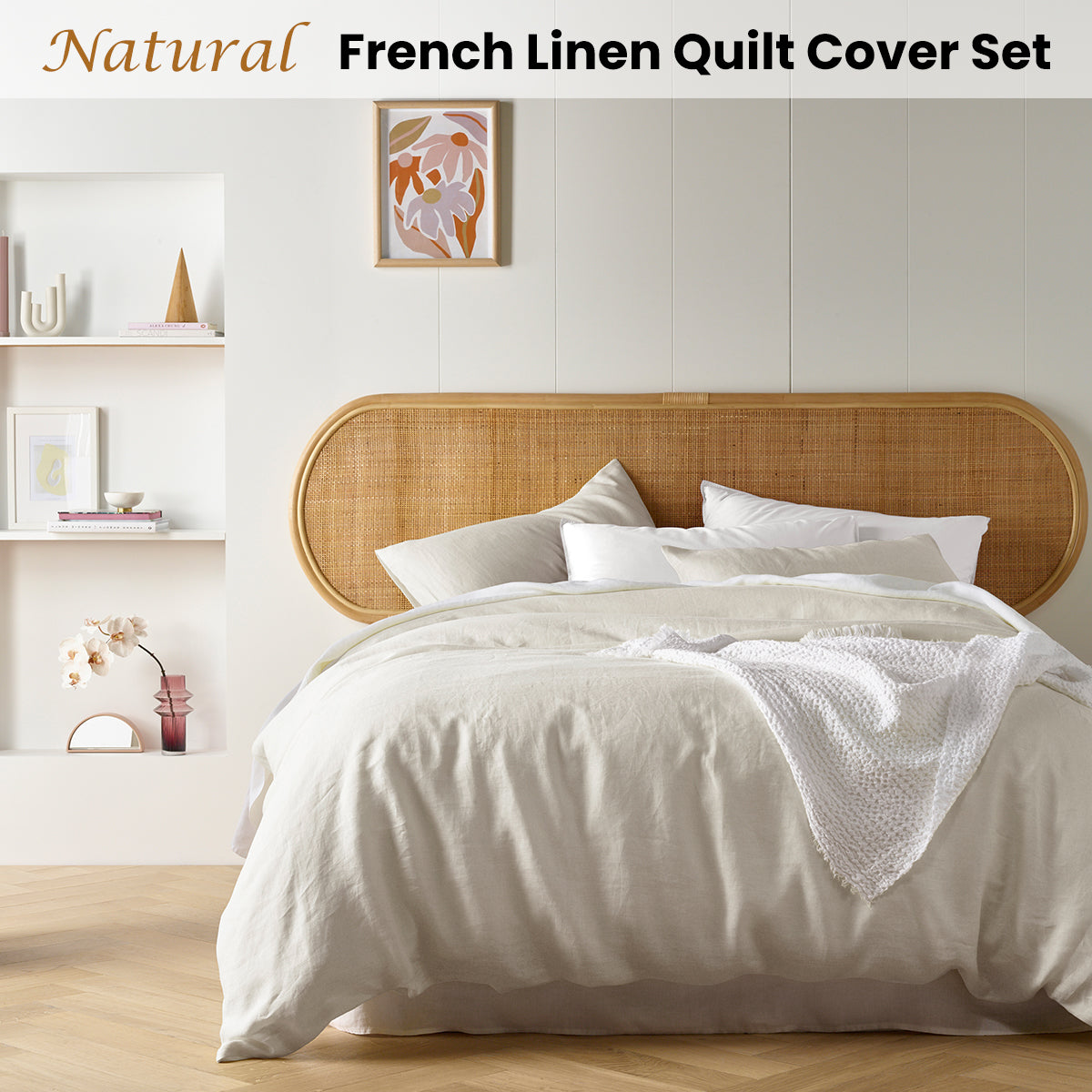 NNEDSZ Vintage Design Homewares Natural French Linen Quilt Cover Set Queen