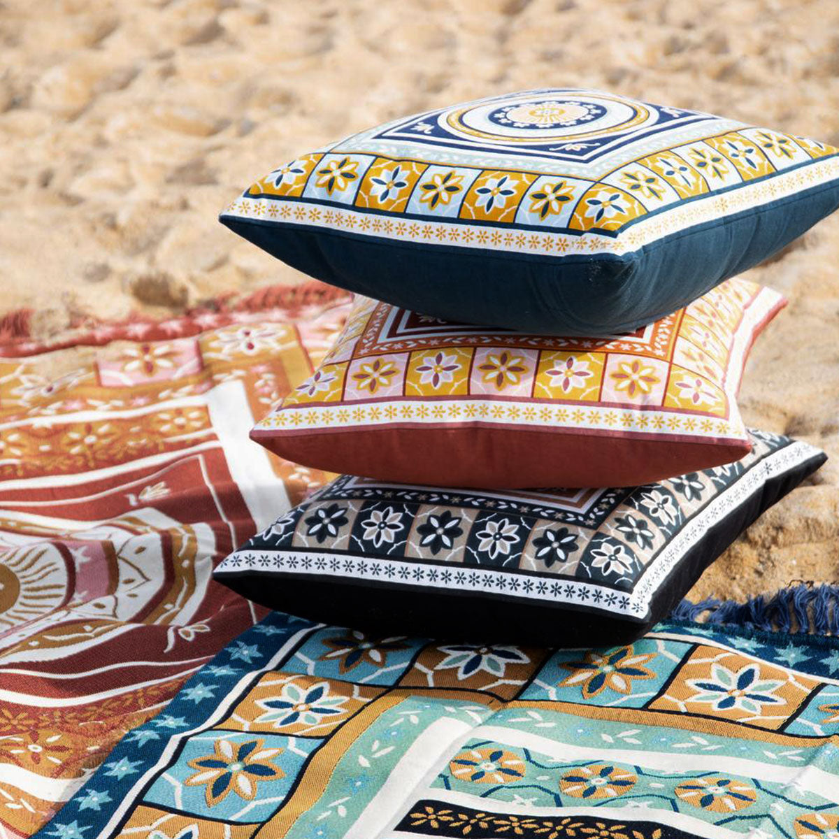 NNEDSZ J Elliot Home Kasbah Luxury Filled Cushion 50 x 50cm Blue