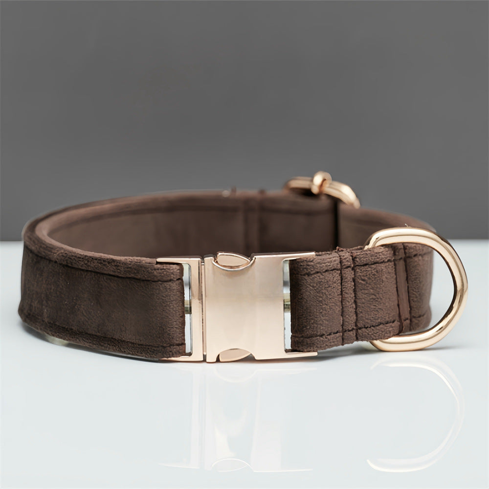 NNEDSZ Dark Brown Durable Dog Collar with Metal Buckle - Adjustable Nylon Pet Collar for Small to Large Dogs Size S