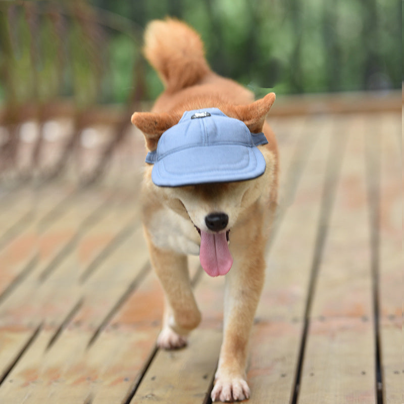 NNEDSZ Size L Light Blue Adjustable Pet Baseball Cap for Cats and Dogs - Cute Sun Protection Hat for Outdoor Adventures