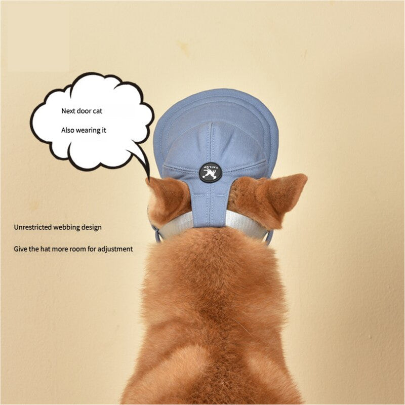 NNEDSZ Size L Light Blue Adjustable Pet Baseball Cap for Cats and Dogs - Cute Sun Protection Hat for Outdoor Adventures