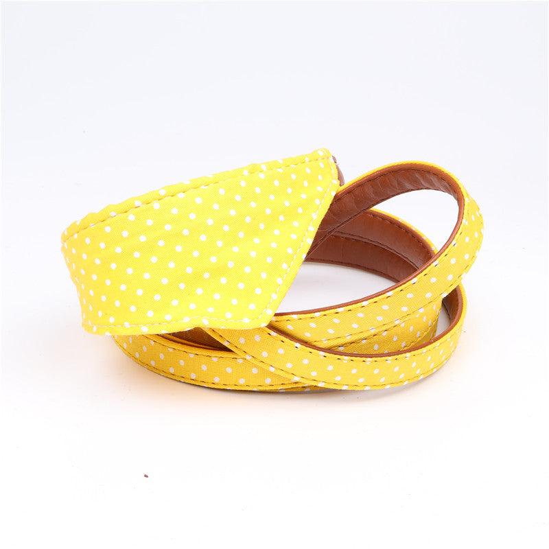 Polka Dot Pet Fashion Set: Triangle Scarf Collar, Bowknot Collar, And Leash