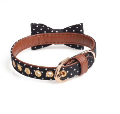 Polka Dot Pet Fashion Set: Triangle Scarf Collar, Bowknot Collar, And Leash