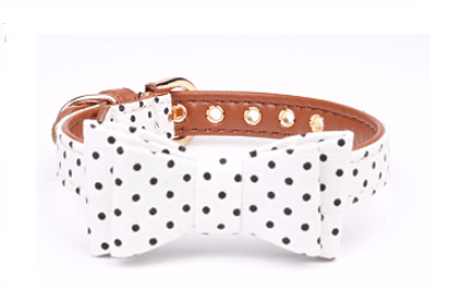Polka Dot Pet Fashion Set: Triangle Scarf Collar, Bowknot Collar, And Leash