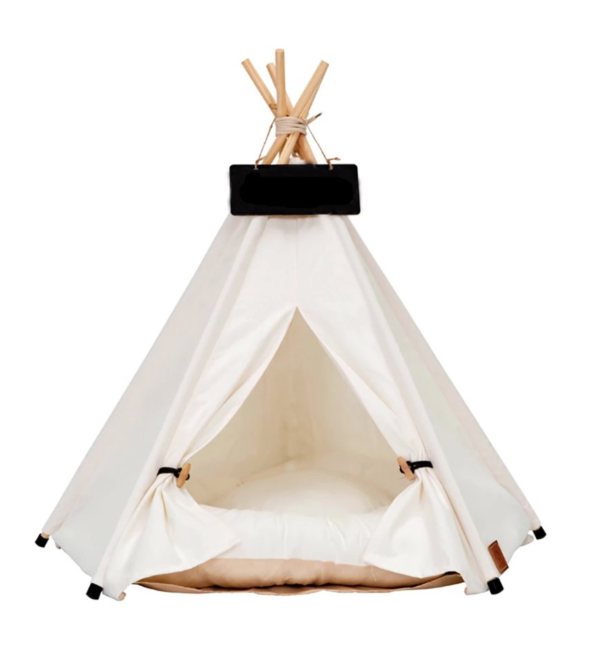 White Pet Teepee With Cushion