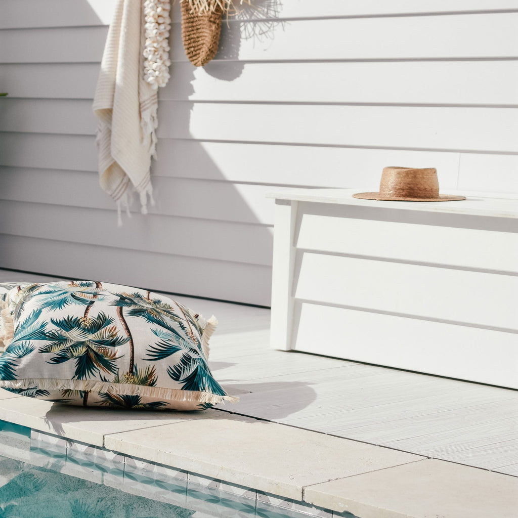 NNEDSZ Cushion Cover-Coastal Fringe Natural-Palm Trees Natural-60cm x 60cm