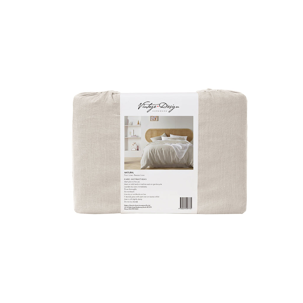 NNEDSZ Vintage Design Homewares Natural French Linen Quilt Cover Set Queen