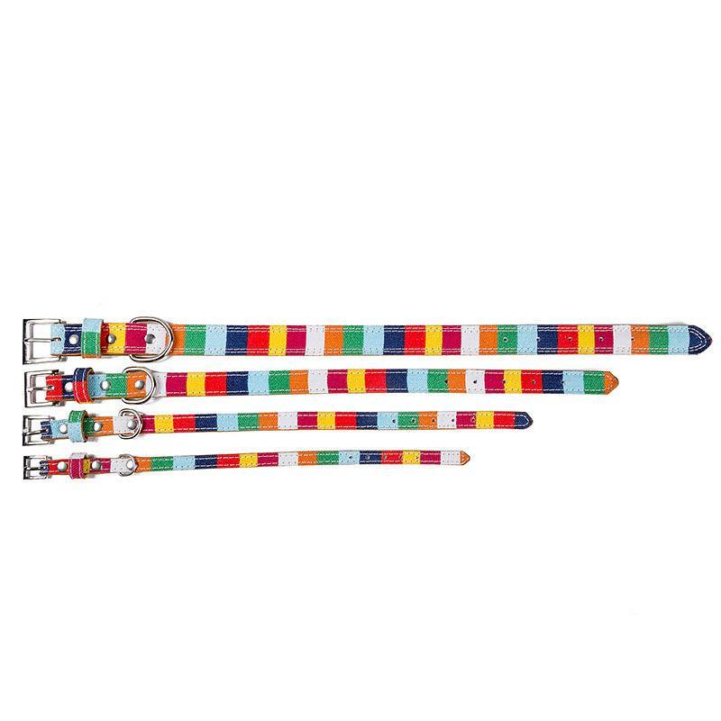 Colorful Rainbow Pu Leather Pet Dog Collar - Designer Collar For Big And Small Dogs