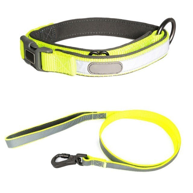 Dog Collars and leash Set Reflective Pet Dog Tag Collar Leash Lead For Small Medium Large Dogs Pitbull Bulldog Pugs